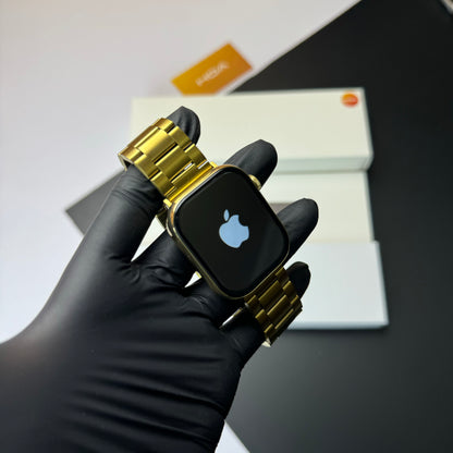 Series 9 Golden with Rolex chain and Apple Logo