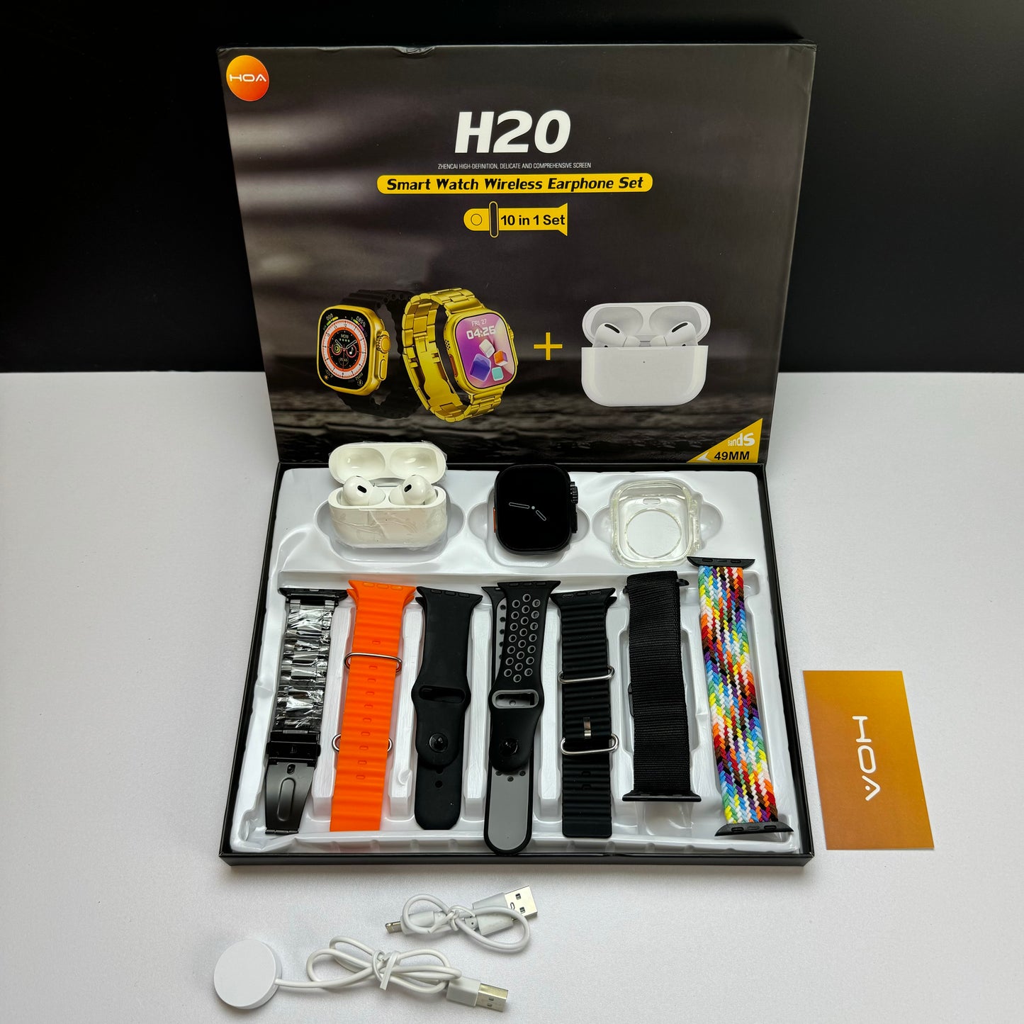 Long Battery H20 Ultra Smartwatch 10 in 1 + Free Airpods