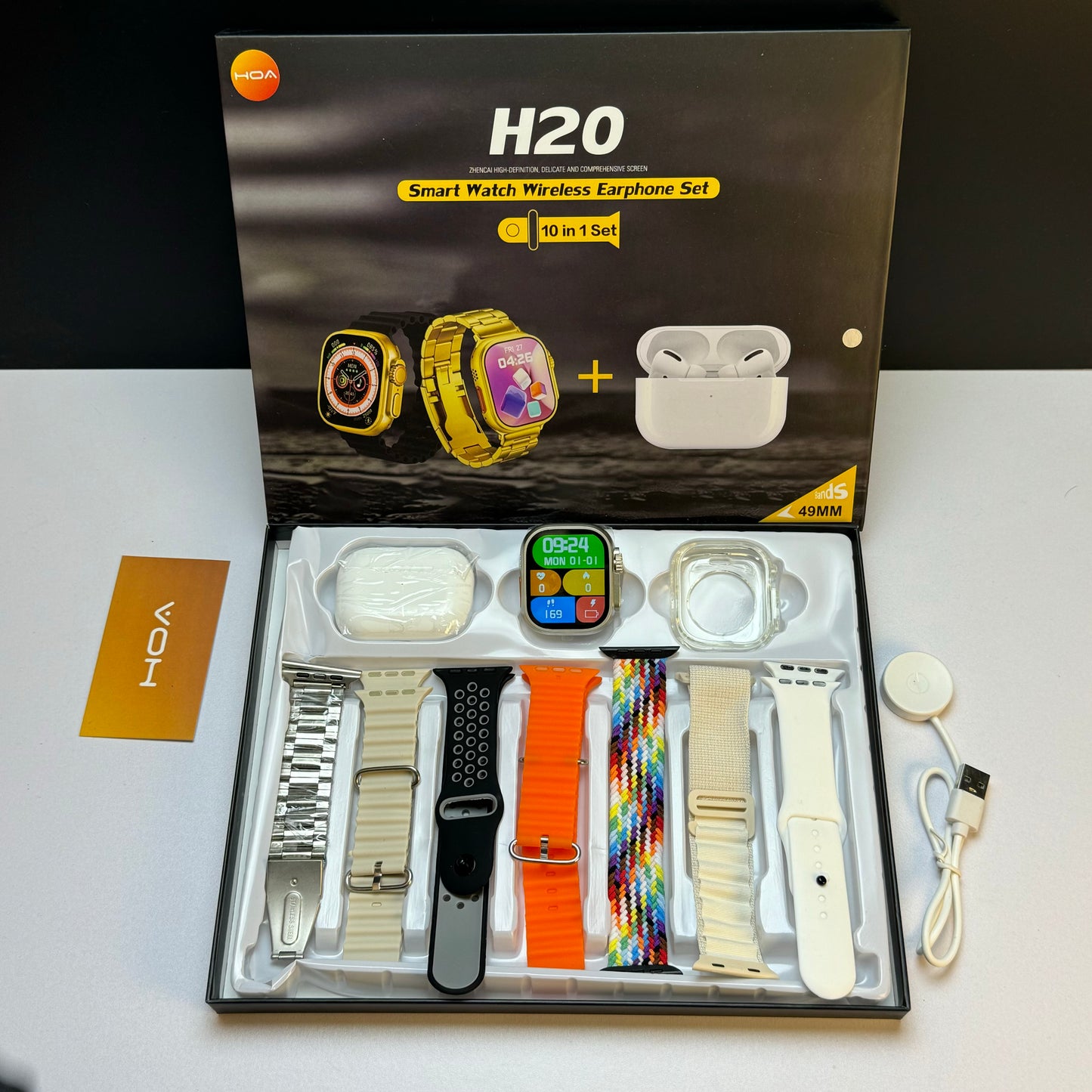 Long Battery H20 Ultra Smartwatch 10 in 1 + Free Airpods